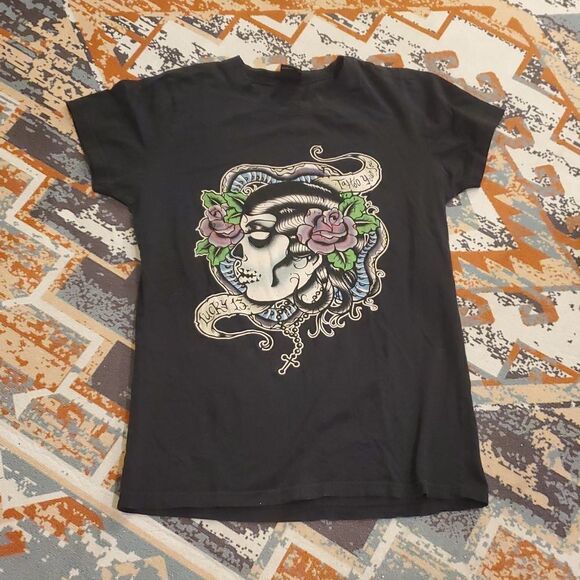 2000s Lucky 13 cyber baby tee - Picture 1 of 3